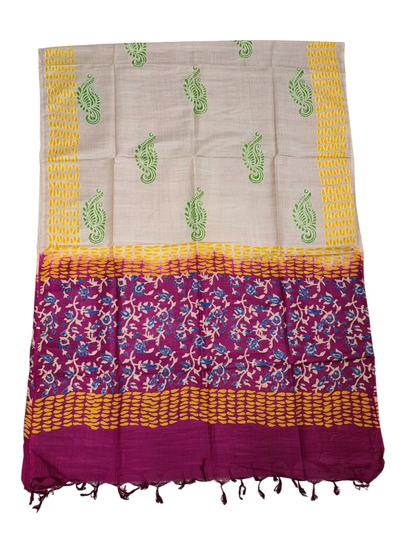 Magenta & Yellow Ajrakh Print Cotton Silk Unstitched Suit Set