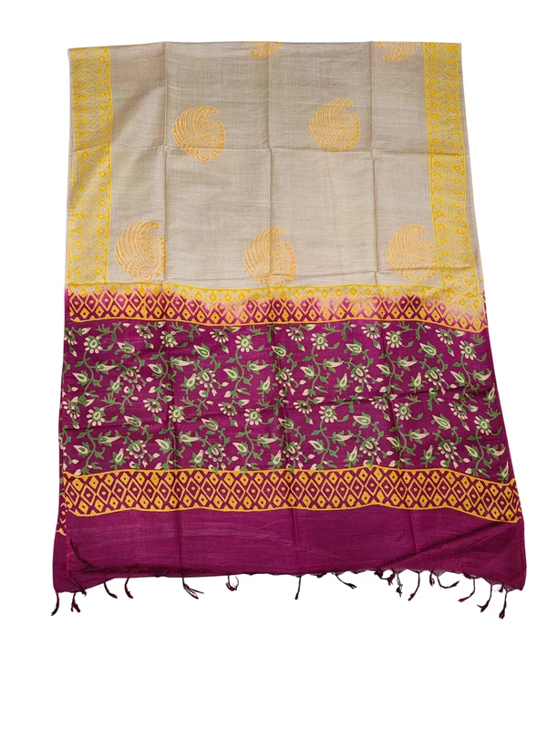 Pink & Yellow Ajrakh Print Cotton Silk Unstitched Suit Set