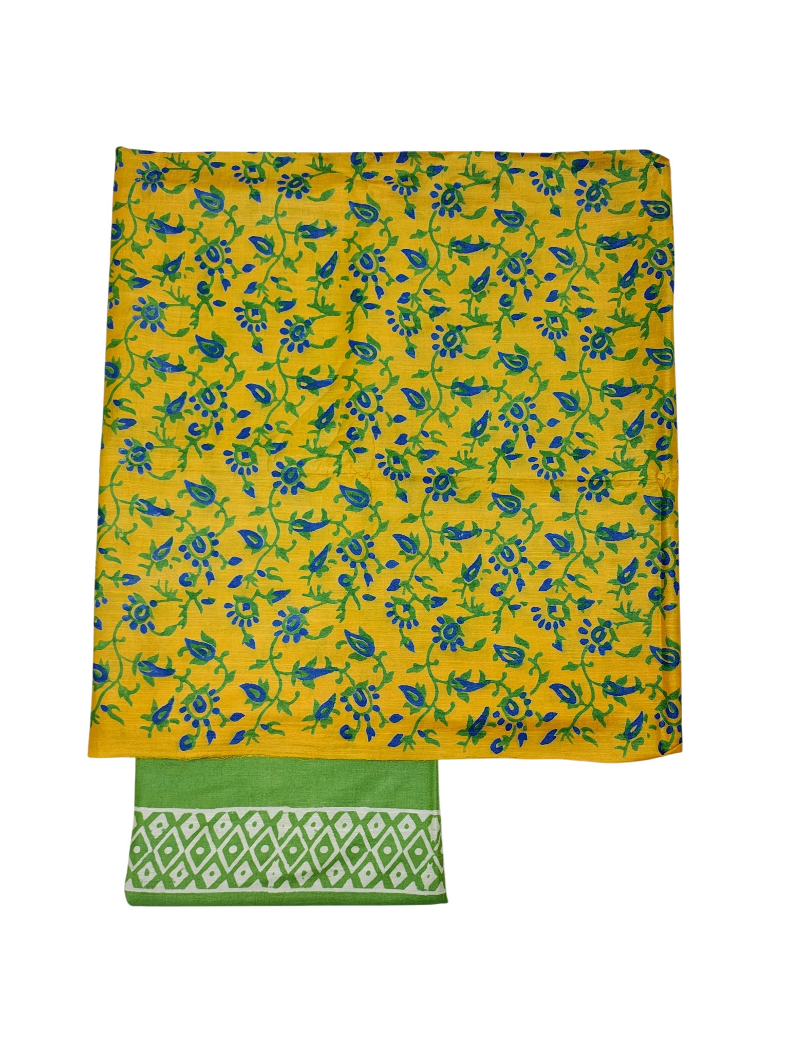 Yellow Ajrakh Print Silk Salwar Suit Set with Dupatta