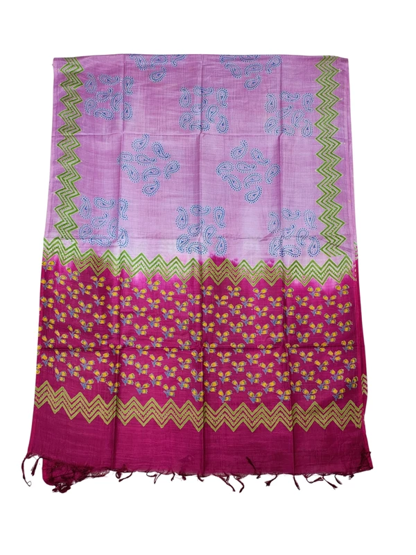 Dark Pink block print katan silk unstitched salwar suit set