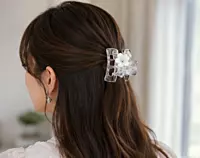 Floral Crystal Claw Hair Clips - Transparent Statement Hair Accessories