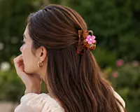 Floral Crystal Claw Hair Clips - Transparent Statement Hair Accessories