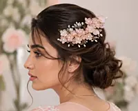 Floral Pearl Crystal Hair Clips - Gold Tone Statement Hair Accessories