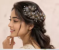 Floral Pearl Crystal Hair Clips - Gold Tone Statement Hair Accessories