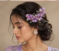 Floral Pearl Crystal Hair Clips - Gold Tone Statement Hair Accessories