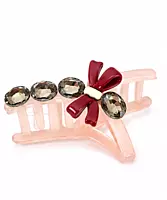 Crystal Bow Hair Clips - Decorative Claw Clips with Gemstone Detail