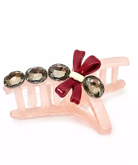 Crystal Bow Hair Clips - Decorative Claw Clips with Gemstone Detail
