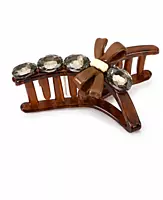 Crystal Bow Hair Clips - Decorative Claw Clips with Gemstone Detail