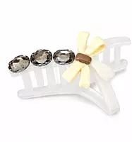 Crystal Bow Hair Clips - Decorative Claw Clips with Gemstone Detail