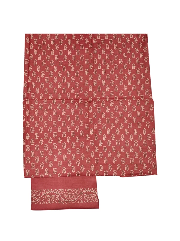Peach Hand Block Print Cotton Dress Materials with Dupatta for Women