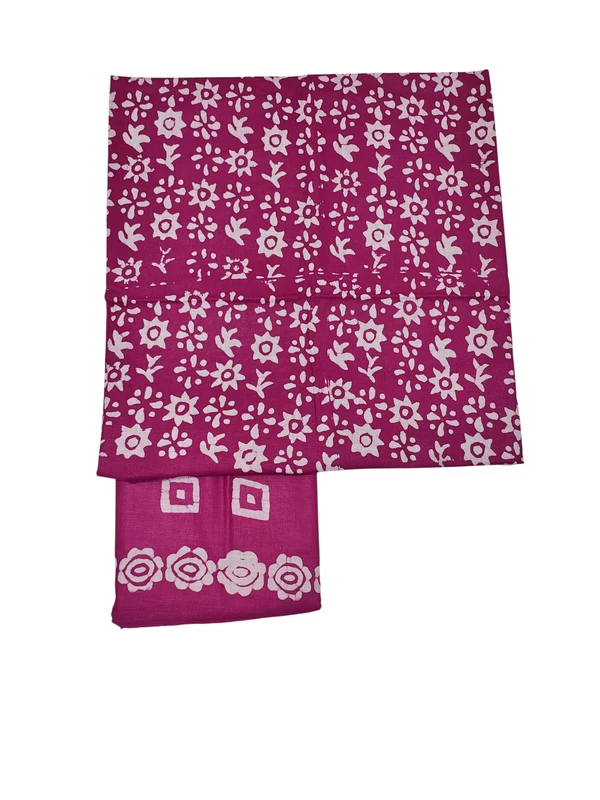 Pink Hand Block Print Cotton Dress Materials with Dupatta for Women