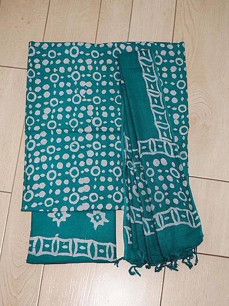 Firoza Hand Block Print Cotton Dress Materials with Dupatta for Women