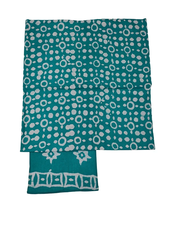 Firoza Hand Block Print Cotton Dress Materials with Dupatta for Women