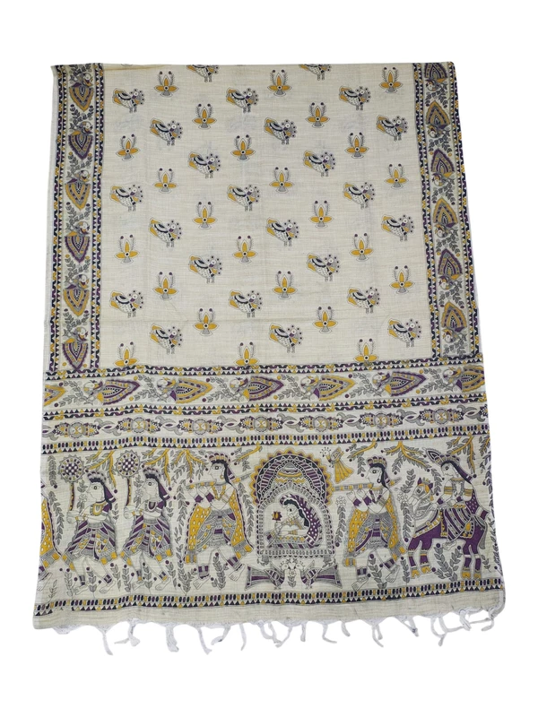 Lavender Madhubani Unstitched Salwar Suit Set with Dupatta for Women