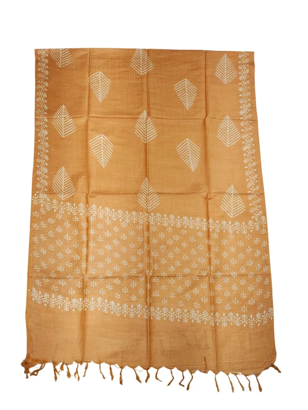 Yellow Unstitched Batik Print Katan Silk Salwar Suit Dress Material with Dupatta