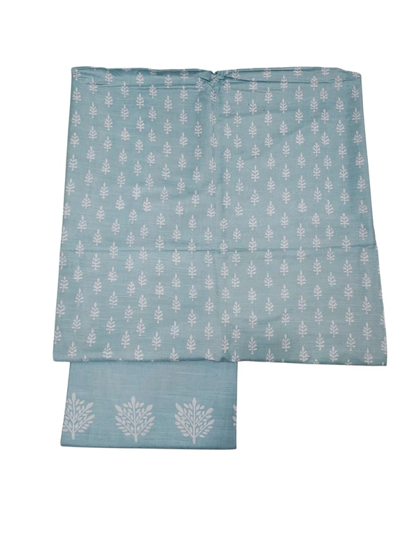 Indigo Block Print Unstitched Silk Salwar Suit Dress Material with Dupatta