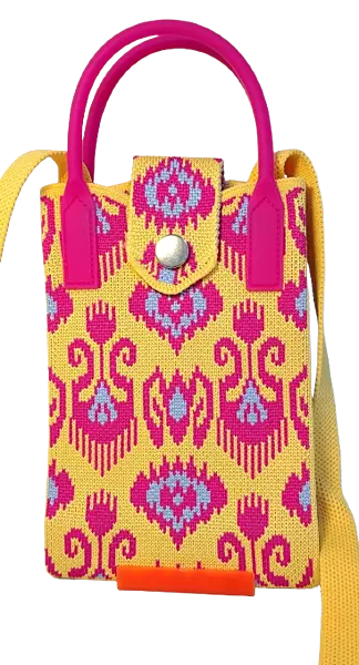 Mini Crossbody Bag For Women & Gril (pink and pastel-blue floral/ornamental pattern)