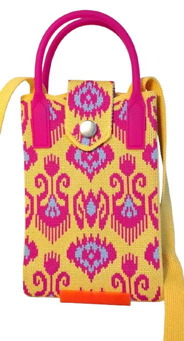 Mini Crossbody Bag For Women & Gril (pink and pastel-blue floral/ornamental pattern)