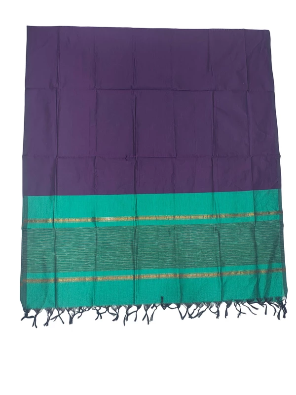 Teal & Purple Pochampally Ikkat Silk Unstitched Suit Set