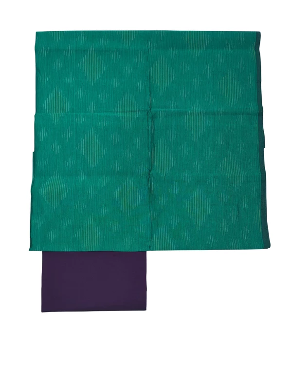 Teal & Purple Pochampally Ikkat Silk Unstitched Suit Set