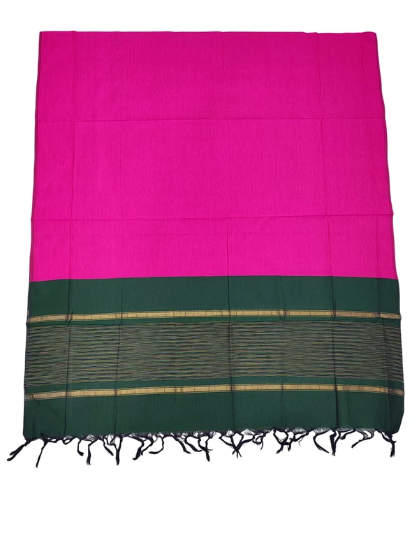 Dark Green & Pink Pochampally Ikkat Silk Unstitched Suit Set