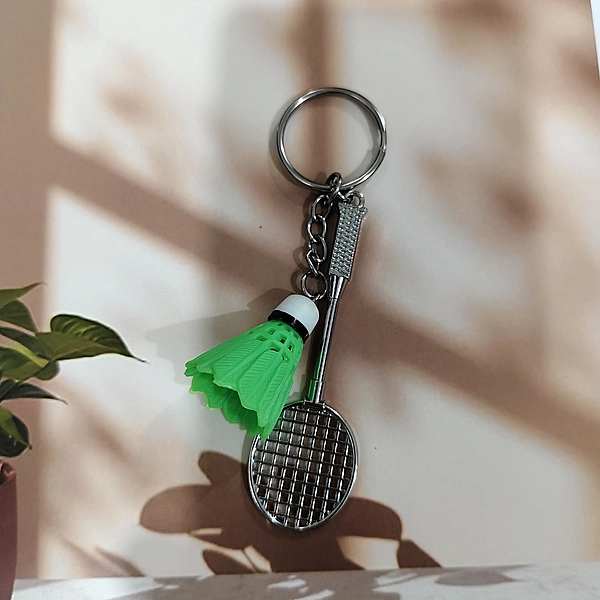 Green, Badminton and Shuttle Keychain