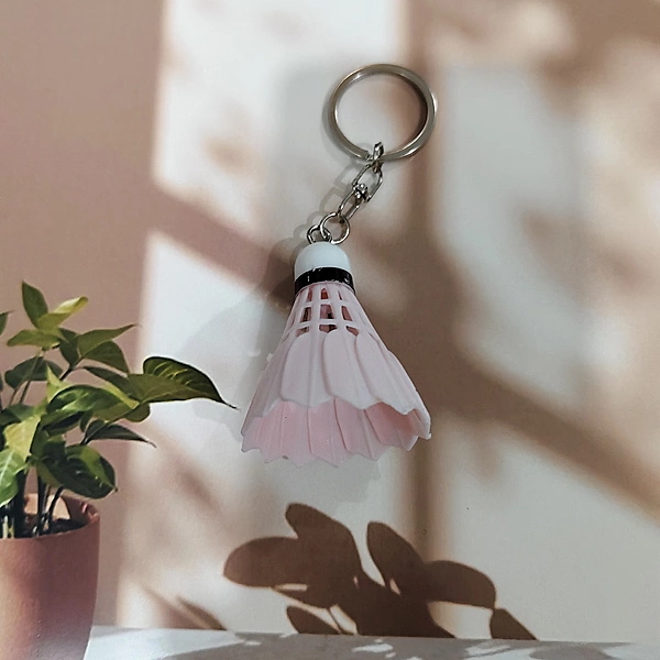 Pink, Mini Badminton Shuttlecock Keychain