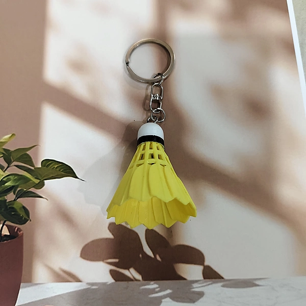 Yellow, Mini Badminton Shuttlecock Keychain