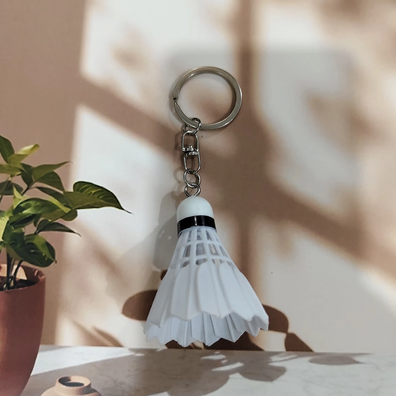 White, Mini Badminton Shuttlecock Keychain