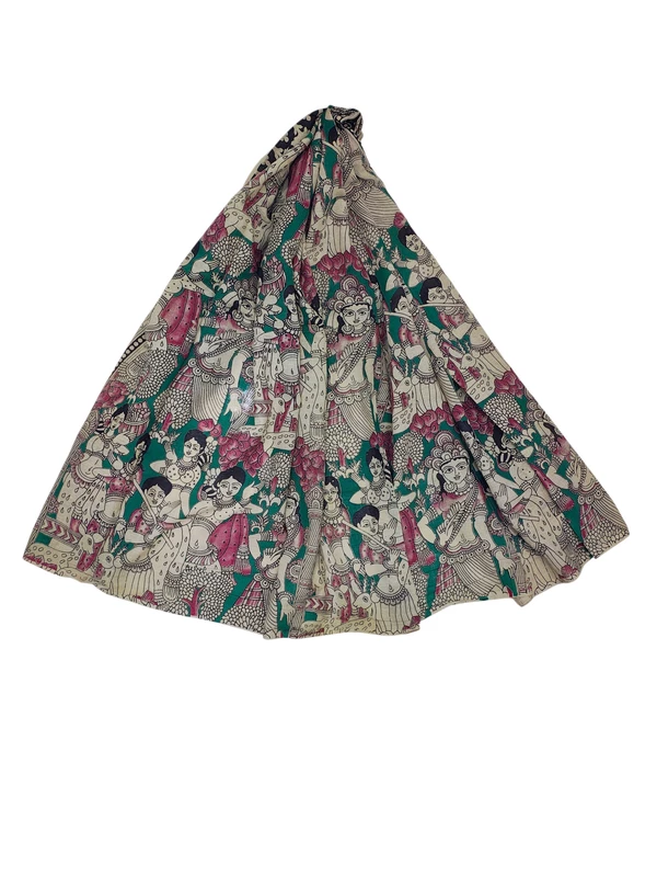 Wine & Green Kalamkari Pure Cotton Dupatta