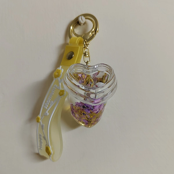 Heart Shape ! Water Glitter Key Chain