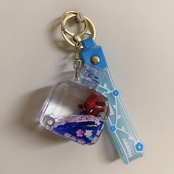 Spiderman square ! Water Glitter Key Chain