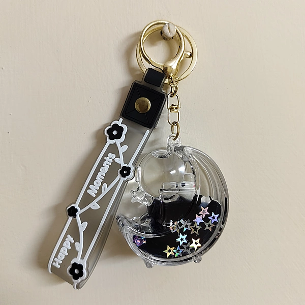 Crescent Moon ! Water Glitter Key Chain