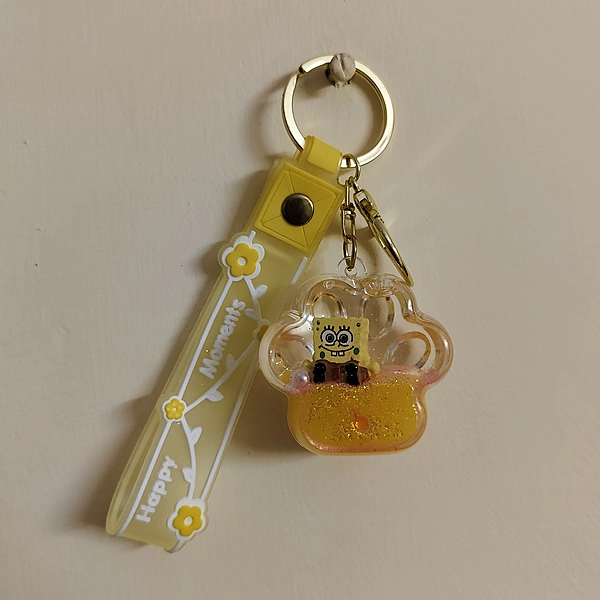 SquarePants liquid ! Water Glitter Key Chain