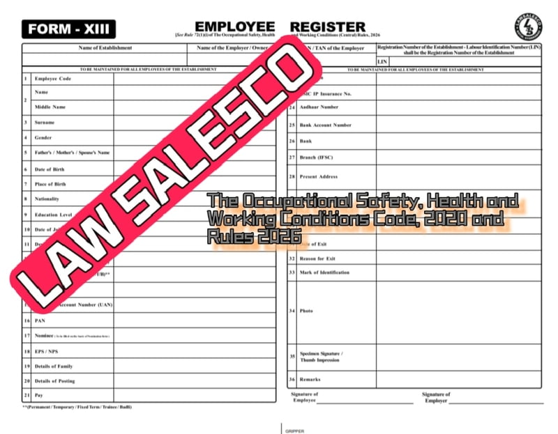 FORM XIII EMPLOYEE REGISTER