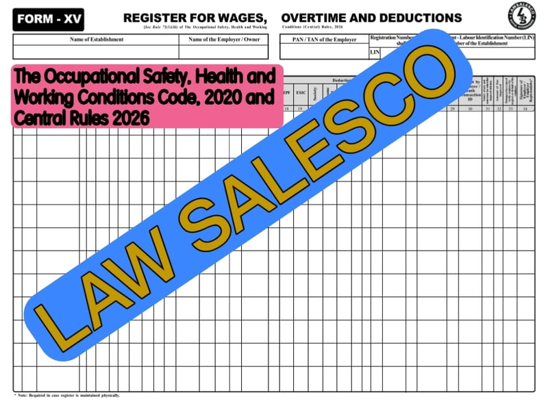 FORM XV Register For Wages, Overtime and Deductions