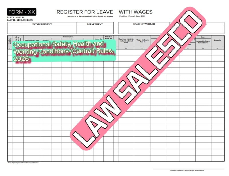 FORM XX Register for Leave with Wages