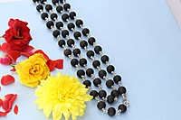 Silver Tied Wooden Beads ebony Mala (Black)