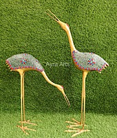 Brass Pair of Decorative Sarus Crane Set with Stone work -  31 Inch Height