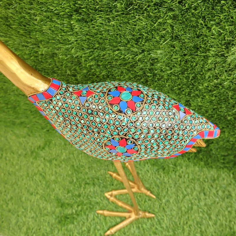 Brass Pair of Decorative Sarus Crane Set with Stone work -  31 Inch Height