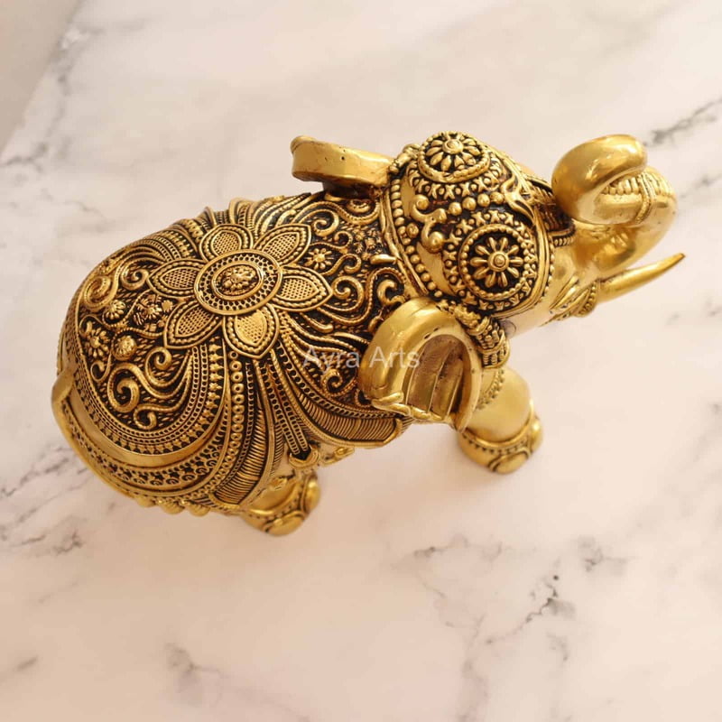 Premium Brass Lightweight Elephant - 7 Inch Height