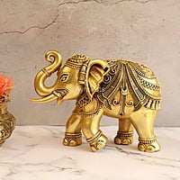 Premium Brass Lightweight Elephant - 7 Inch Height
