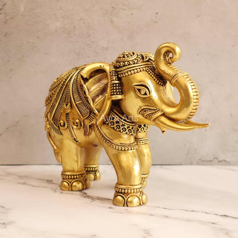 Premium Brass Lightweight Elephant - 7 Inch Height