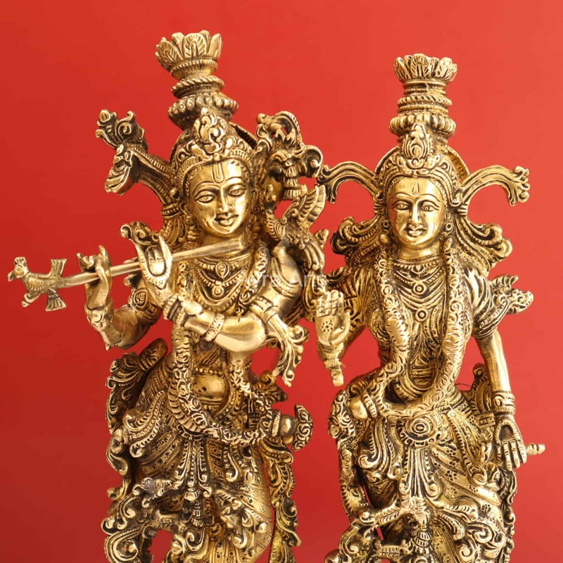Blissful Brass Radha Krishna - 14 inches