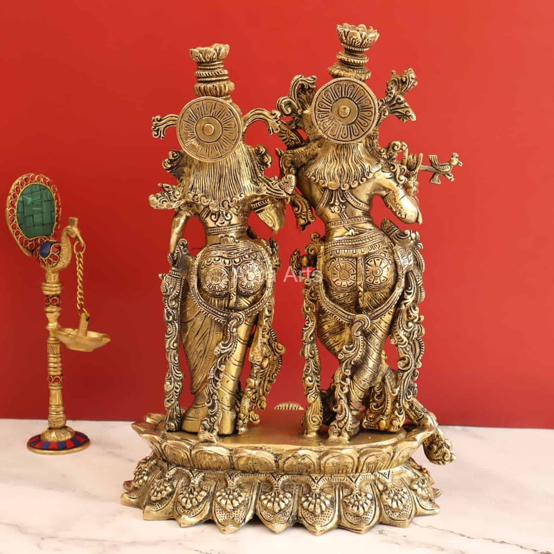 Blissful Brass Radha Krishna - 14 inches