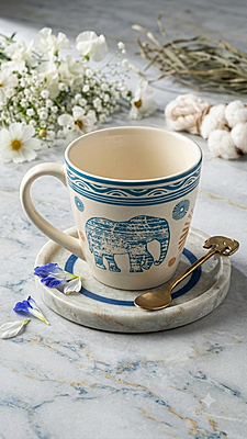 ELEPHANT BEIGE COFFEE MUG