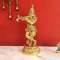 Radiant Krishna in Brass - 13 Inch Height