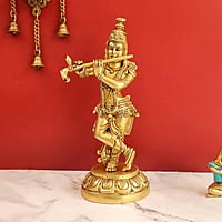 Radiant Krishna in Brass - 13 Inch Height