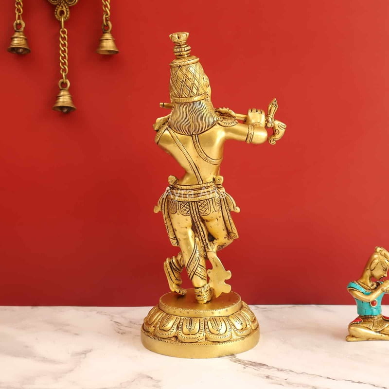 Radiant Krishna in Brass - 13 Inch Height