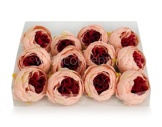 Peony - Peach with Brick Red